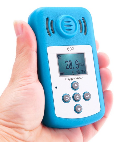Detector de gas oxígeno Monitor de medidor de O2 0~25% VOL Analizador de prueba de oxígeno de mano con batería Sonido y luz Alarma de vibración Monitor de calidad del aire interior 